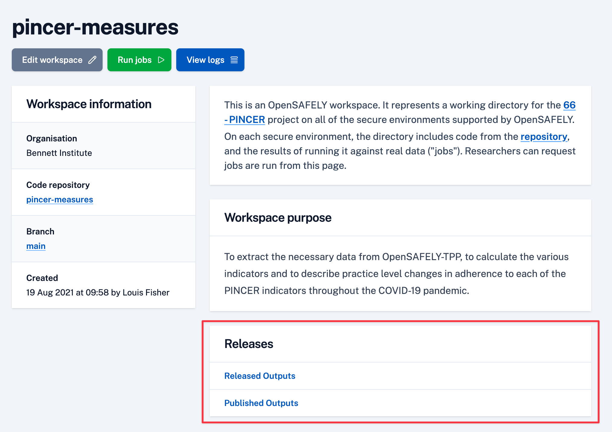 Workspace Releases